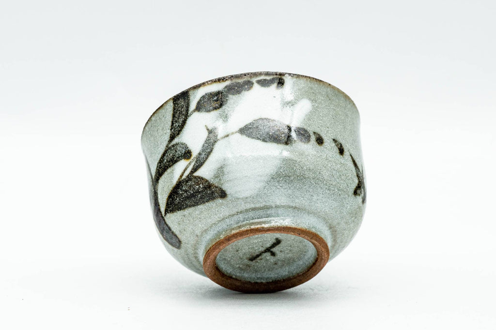 Japanese Teacup - Tiny Floral Grey Glazed Guinomi - 45ml