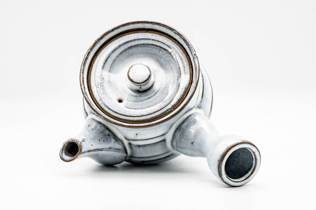 Japanese Kyusu - Milky White Glazed Spiraling Ceramic Filter Teapot - 325ml