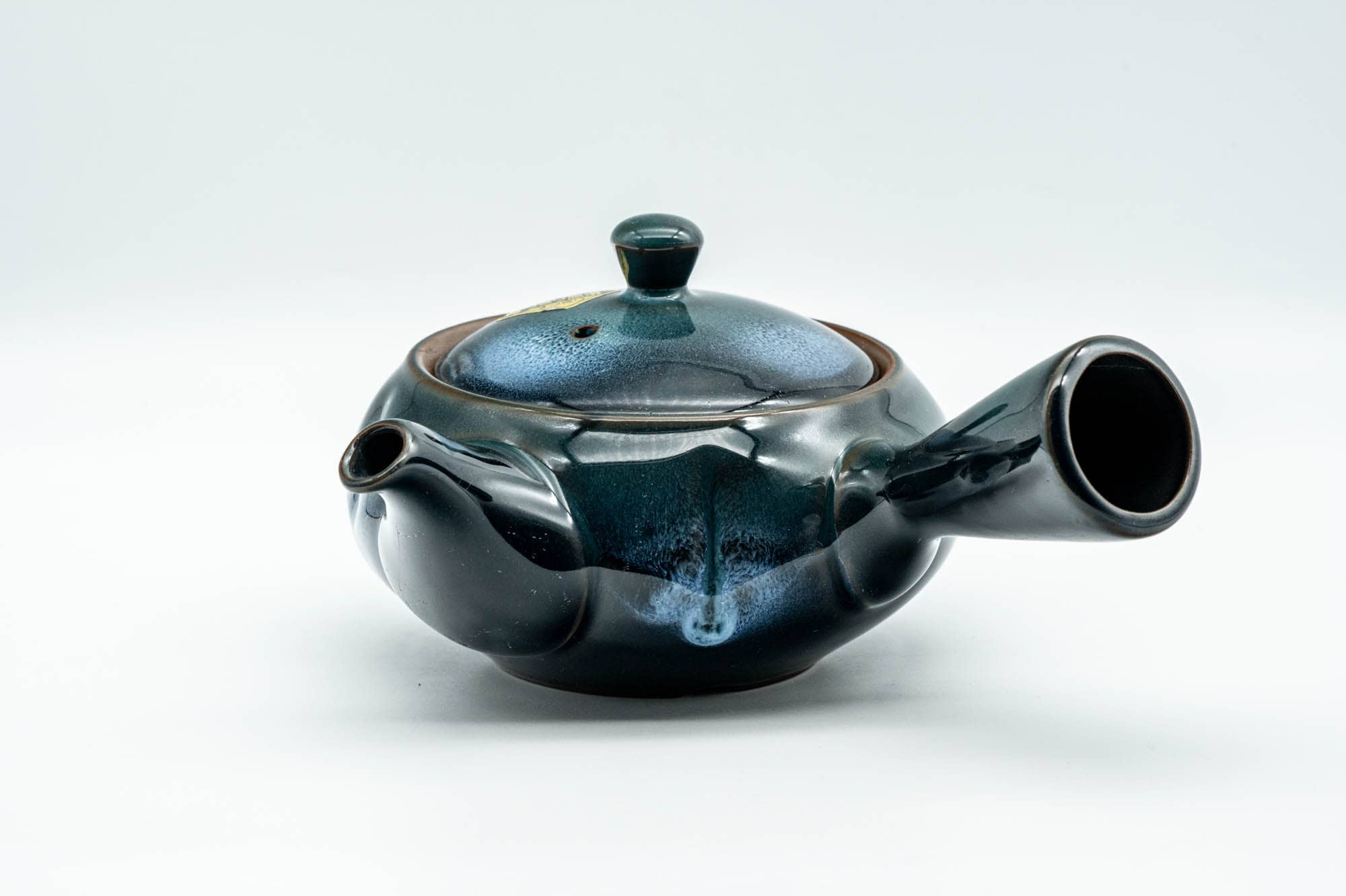 Japanese Kyusu - Blue Glazed Indented Clay Obi-ami 360 Filter Teapot - 300ml
