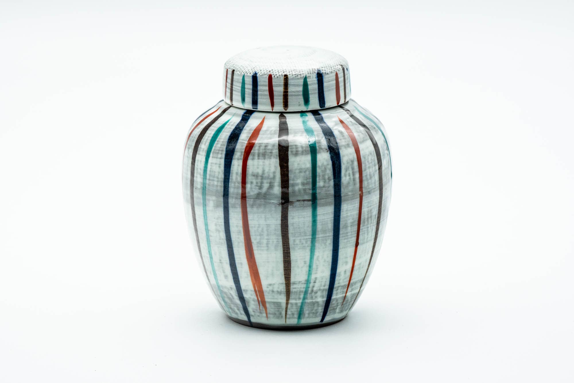 Japanese Chatsubo - Striped Brush Stroke Glazed Tea Canister - 200ml