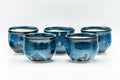 Japanese Teacups - Set of 5 Blue Hare's Fur Glazed Yunomi - 120ml