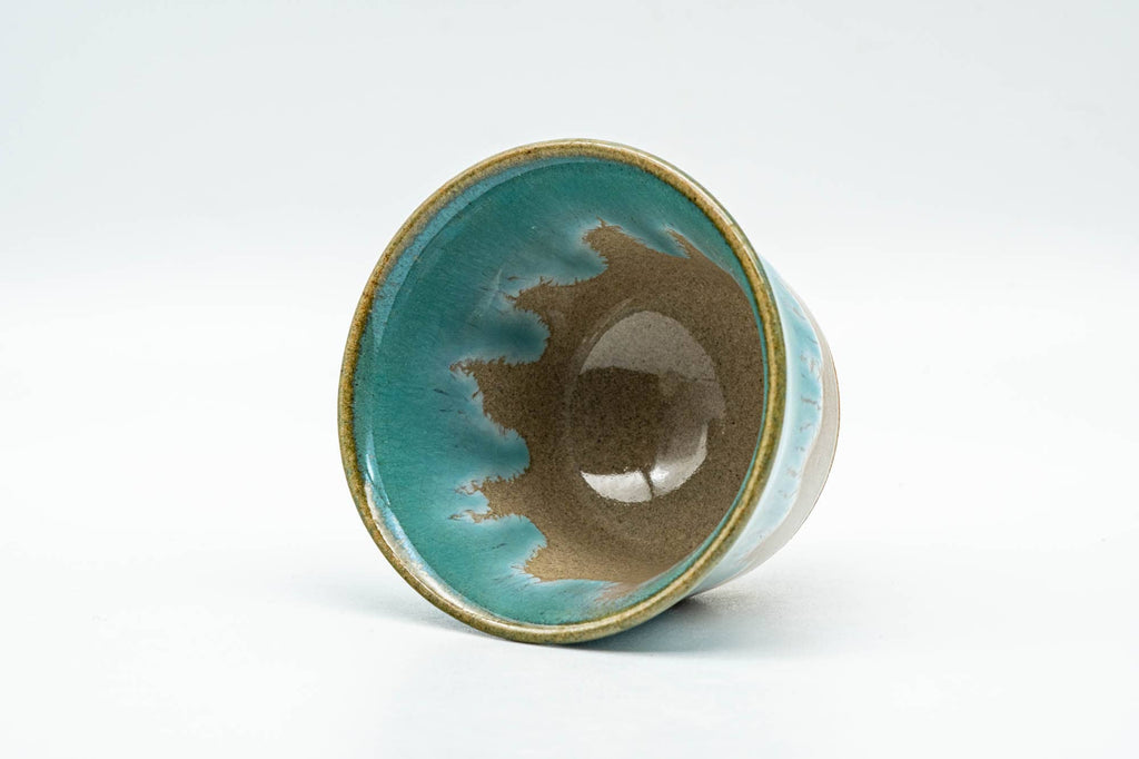 Japanese Teacup - Beige Turquoise Drip-Glazed Agano-yaki Yunomi - 70ml