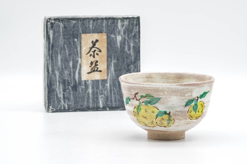 Japanese Matcha Bowl - Beige Milky Hakeme Lemons Kyo-yaki Chawan - 250ml