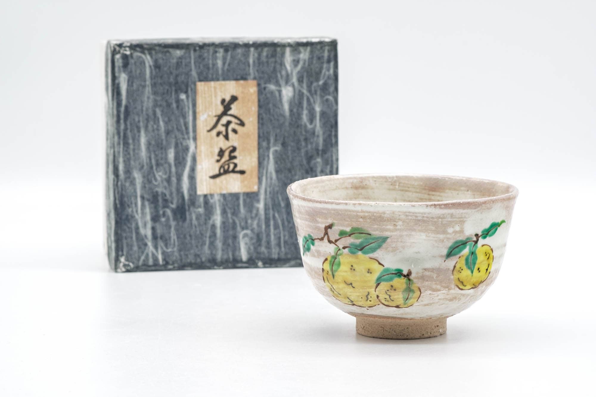 Japanese Matcha Bowl - Beige Milky Hakeme Lemons Kyo-yaki Chawan - 250ml