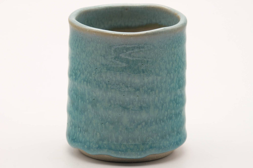 Japanese Teacup - Large Spiraling Teal Glazed Yunomi - 250ml