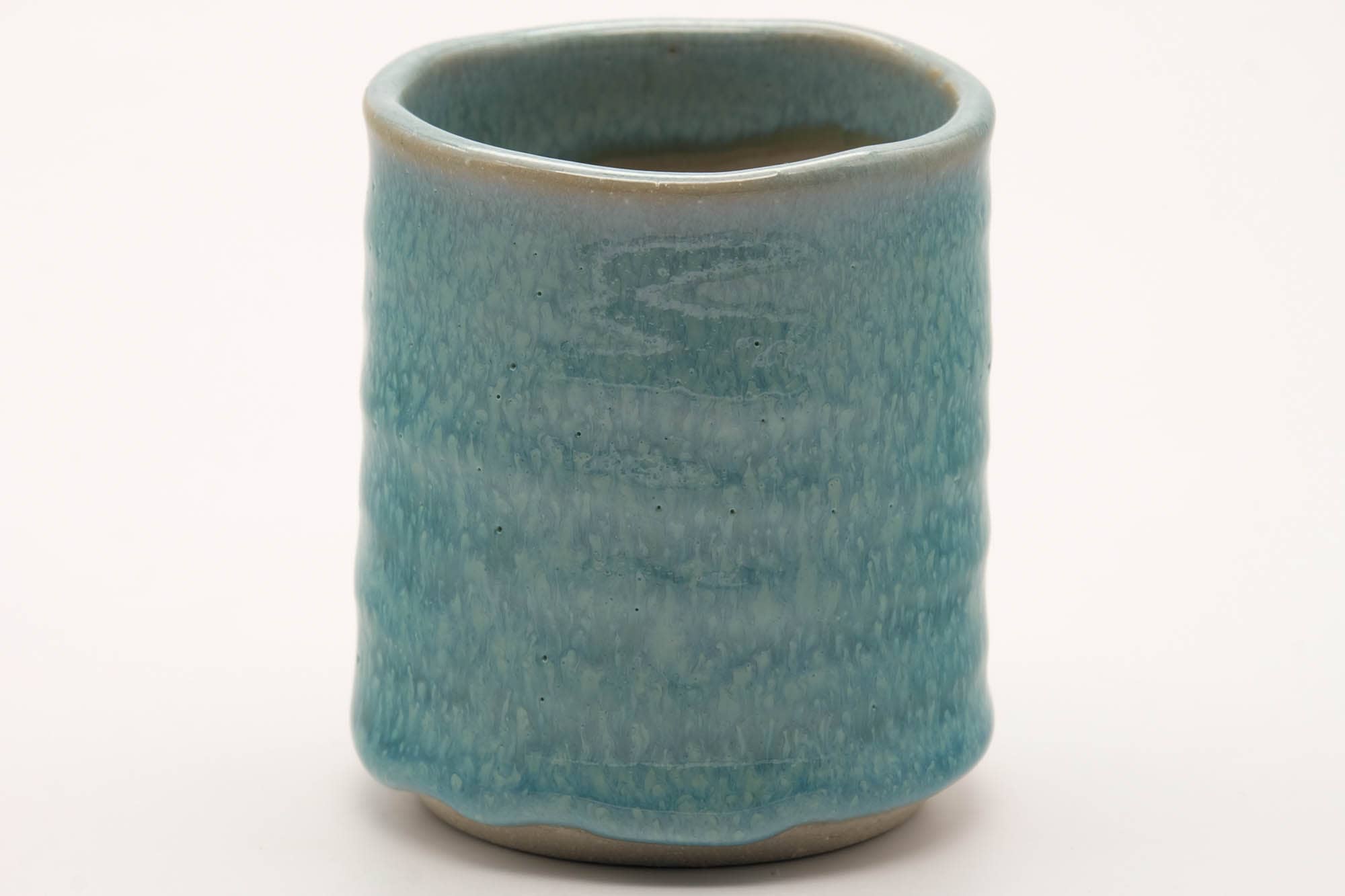 Japanese Teacup - Large Spiraling Teal Glazed Yunomi - 250ml