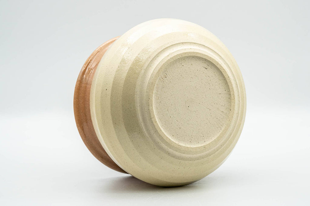Japanese Tea Ceremony Set - Beige Pink Glazed Groovy Kyo-yaki Chawan and Kensui