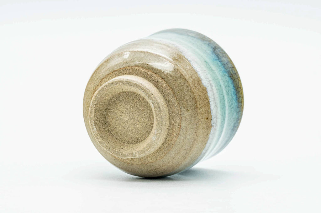 Japanese Teacup - Beige Turquoise Drip-Glazed Weathered Agano-yaki Yunomi - 110ml