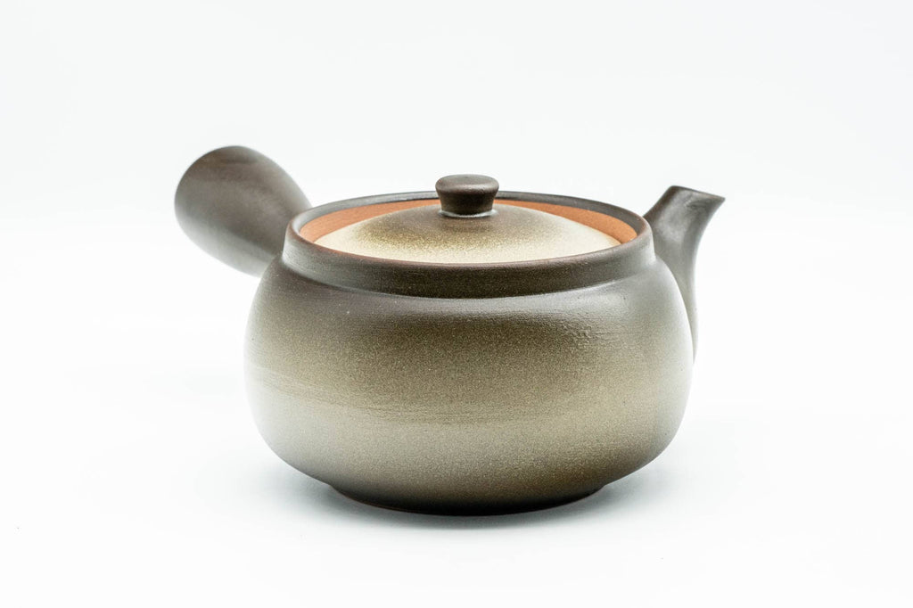 Japanese Kyusu - Beige Black Obi-ami 360 Mesh Filter Teapot - 380ml