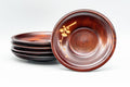 Japanese Chataku - Set of 5 Floral Engraved Red Wood Tea Saucers