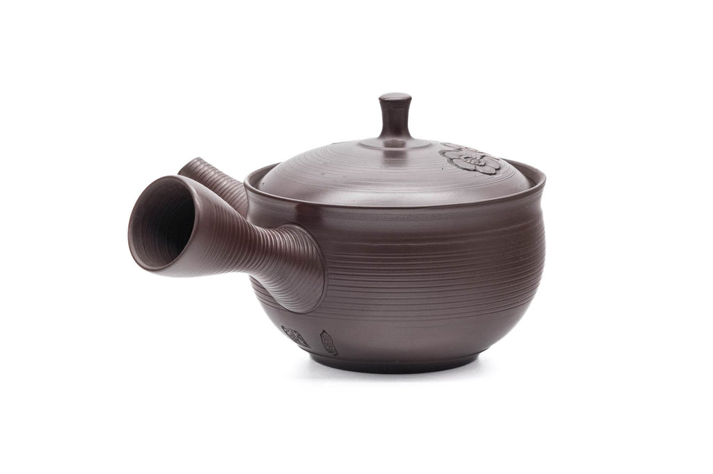 Brown Yōhen Plum Blossoms Tokoname Teapot - 200ml