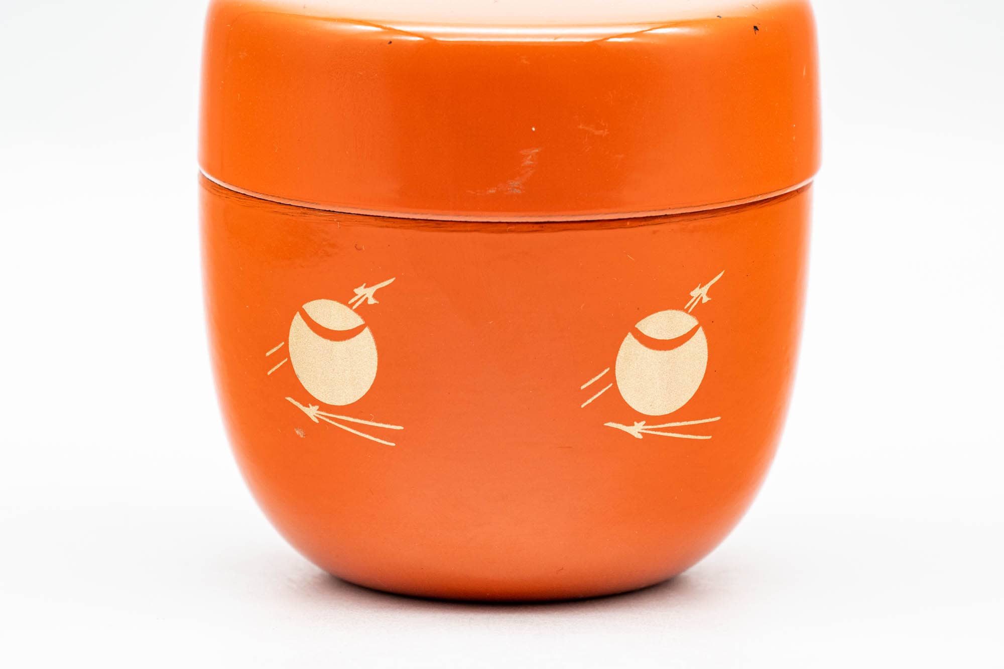 Japanese Natsume - Geometric Patterned Orange Black Lacquered Tea Caddy - 100ml