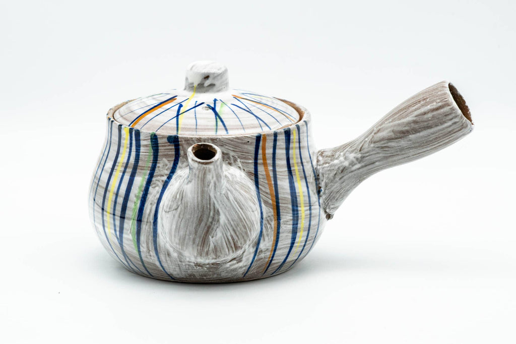 Japanese Kyusu - Brush Glazed Colorful Stripes Debeso Teapot - 250ml