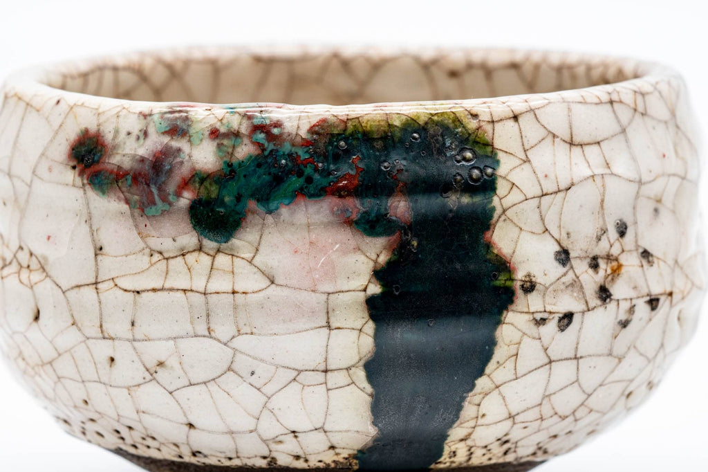 Abstract Crazed Drip Glazed Chawan