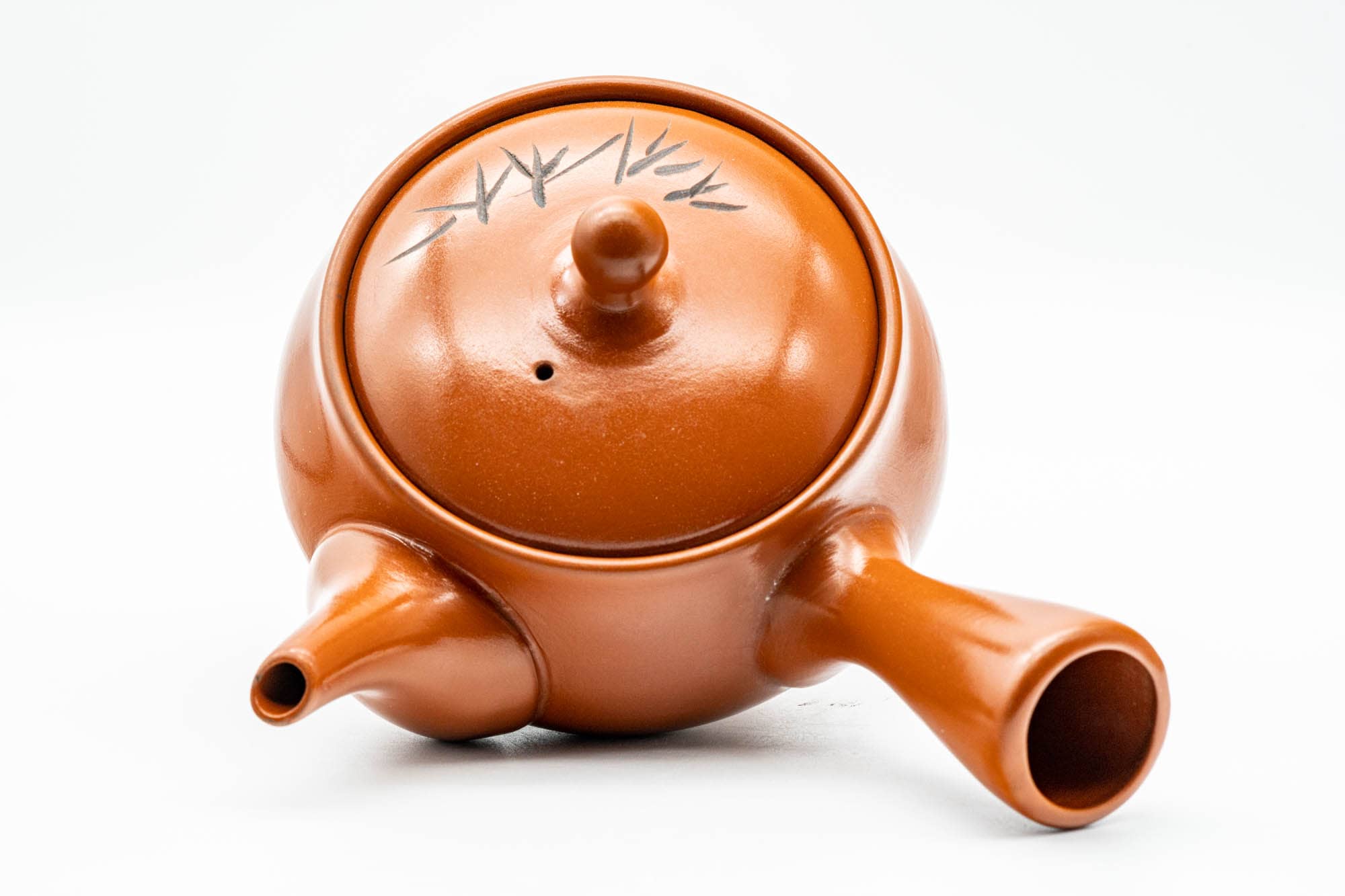 Japanese Kyusu - Bamboo Engraved Tokoname-yaki Mesh Teapot - 350ml