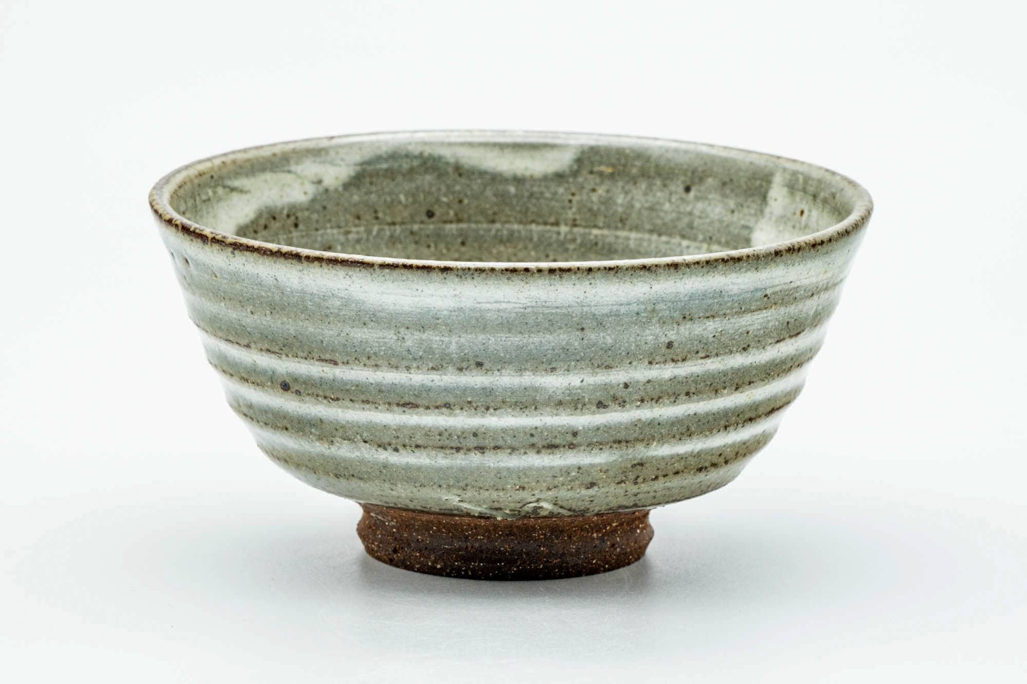 Japanese Matcha Bowl - Floral Grey White Drip-Glazed Spiraling Chawan - 150ml