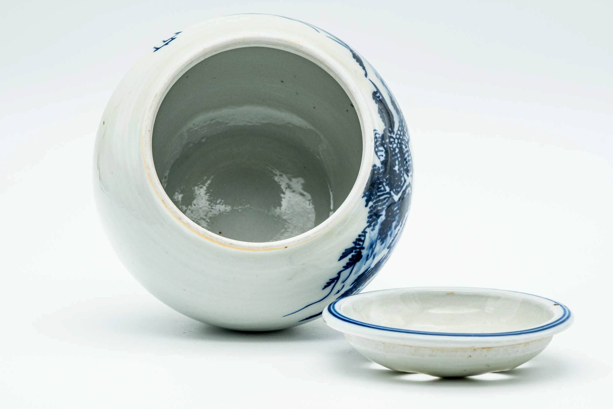Japanese Cha-Koboshi - Blue Mountainous Kutani-yaki Water Bowl - 250ml