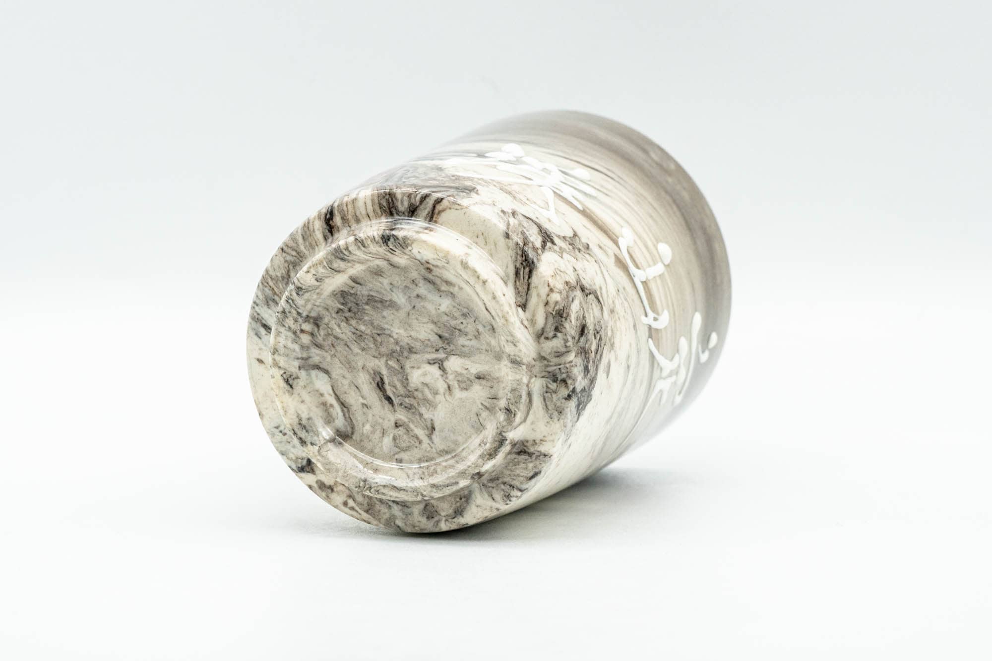 Japanese Teacup - Grey Marbled Kanji Tsutsu-gata Yunomi - 150ml