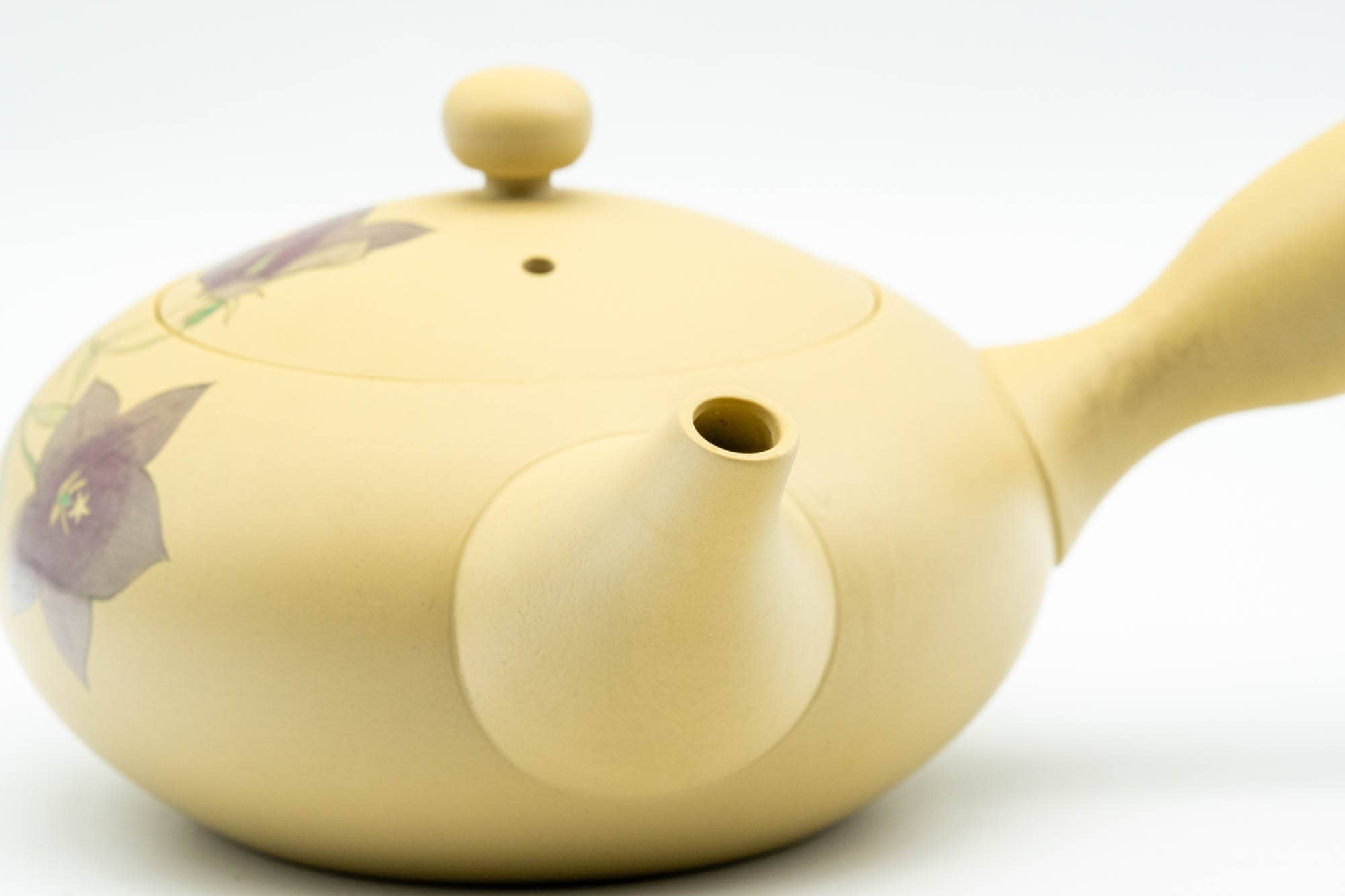 Japanese Kyusu - Purple Floral Kikyo Tokoname-yaki Ceramic Teapot - 250ml