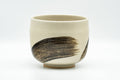 Japanese Matcha Bowl - Black Brush Glazed Beige Winter Chawan - 400ml