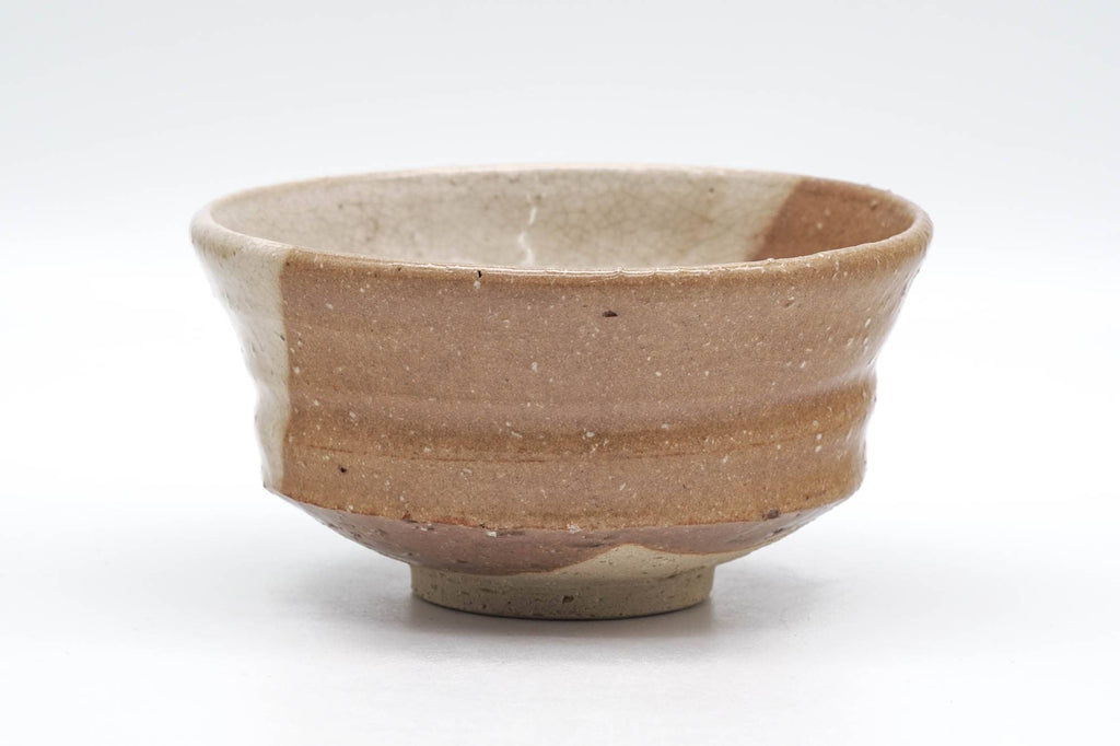 Japanese Matcha Bowl - Floral Beige White Glazed Chawan  - 300ml