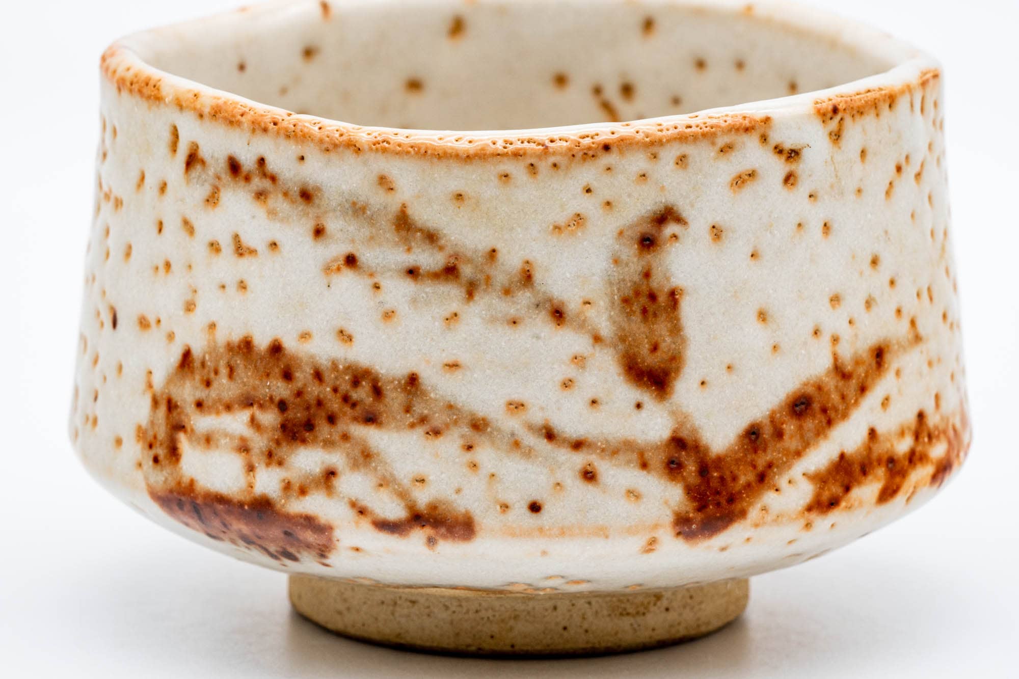 Japanese Matcha Bowl - Orange White Shino Glazed Mino-yaki Chawan - 350ml