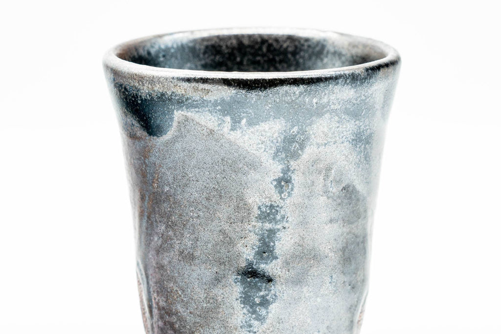 Japanese Teacup - Abstract Metallic Black Glazed Yunomi - 95ml