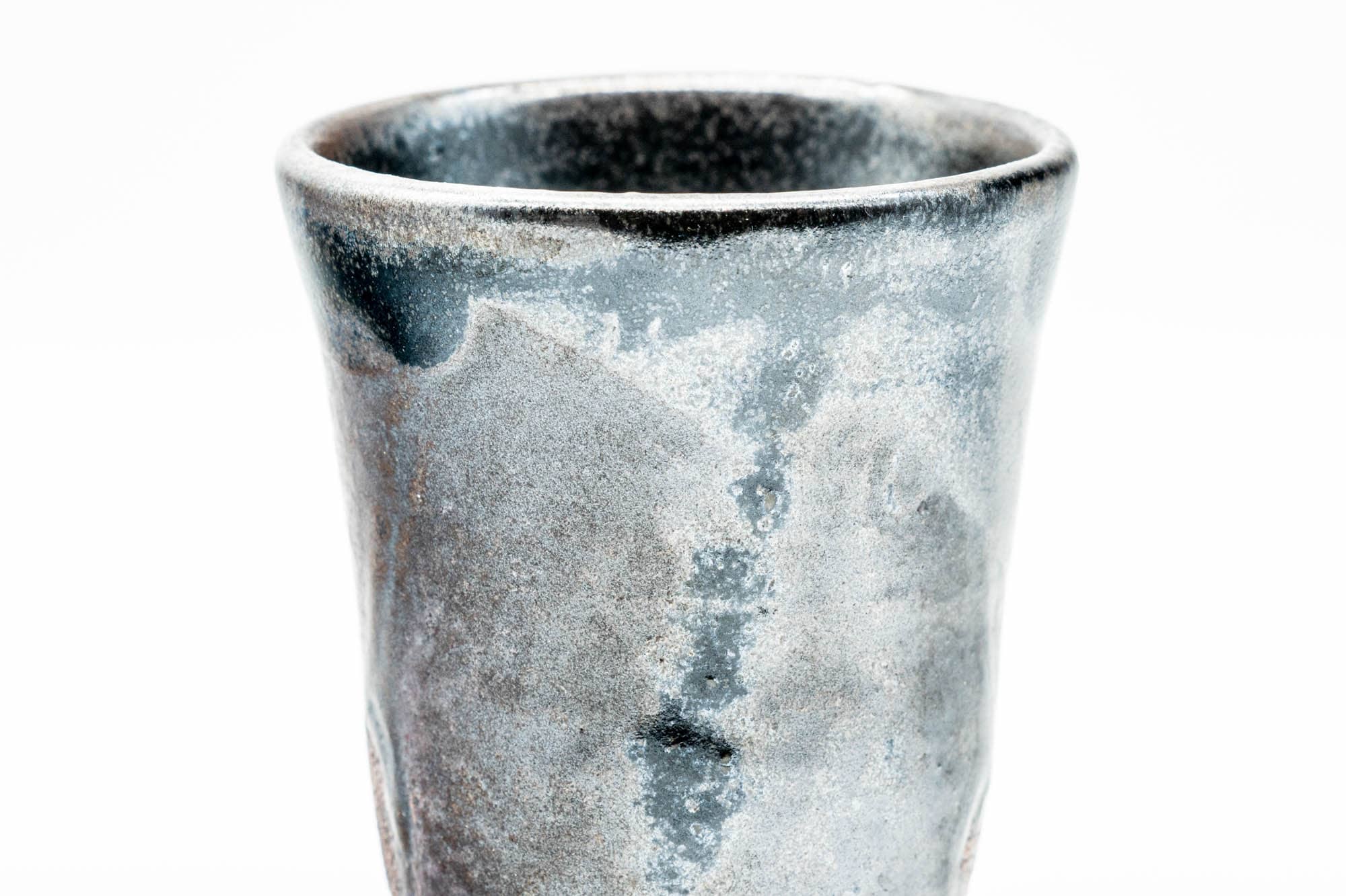 Japanese Teacup - Abstract Metallic Black Glazed Yunomi - 95ml