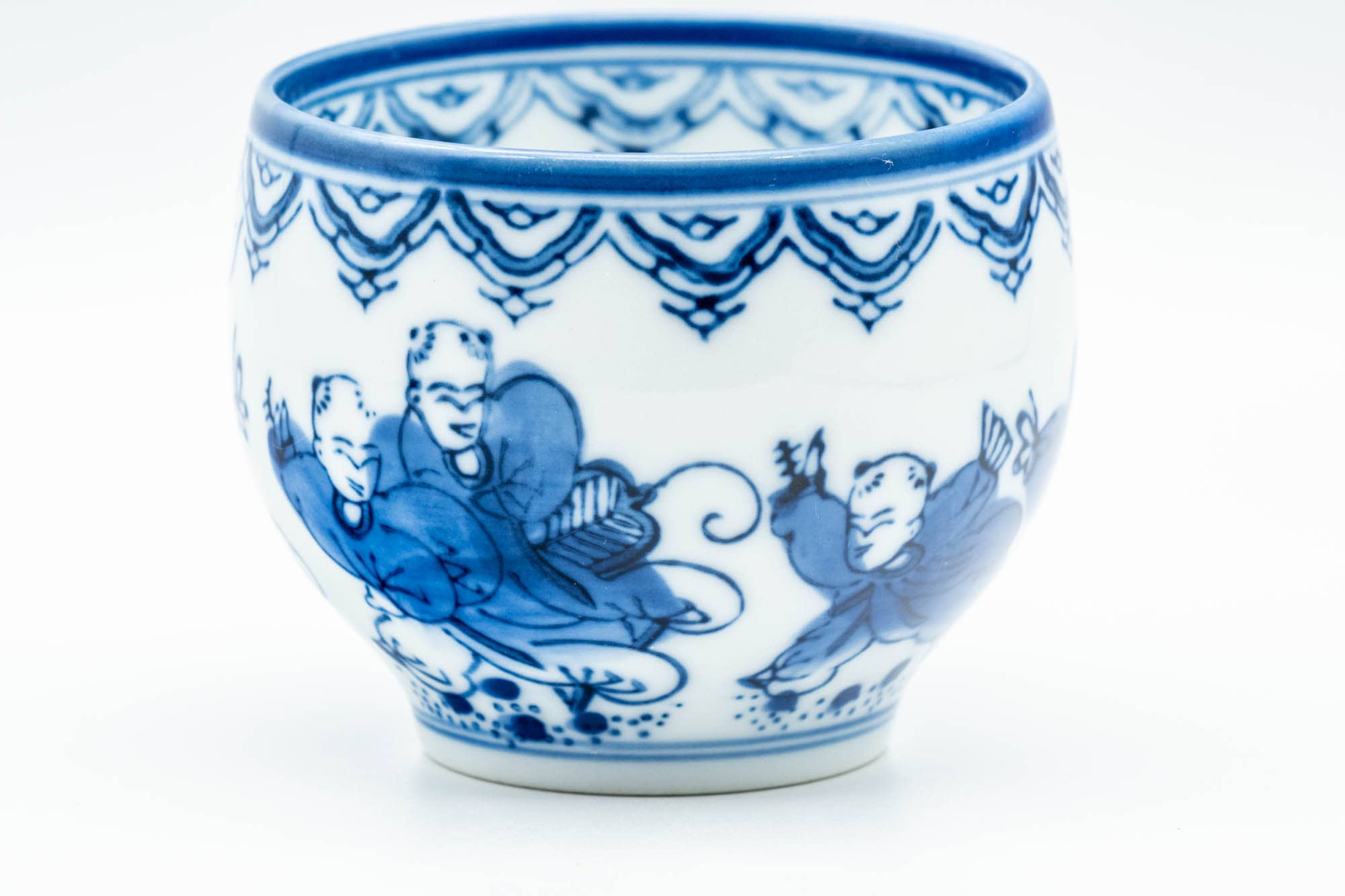 Japanese Teacups - Pair of Playful Villagers Arita-yaki Yunomi - 130ml