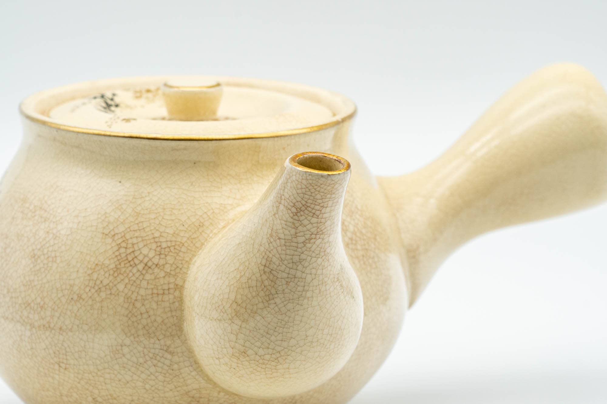 Japanese Kyusu - Bamboo Beige Glazed Debeso Teapot - 350ml