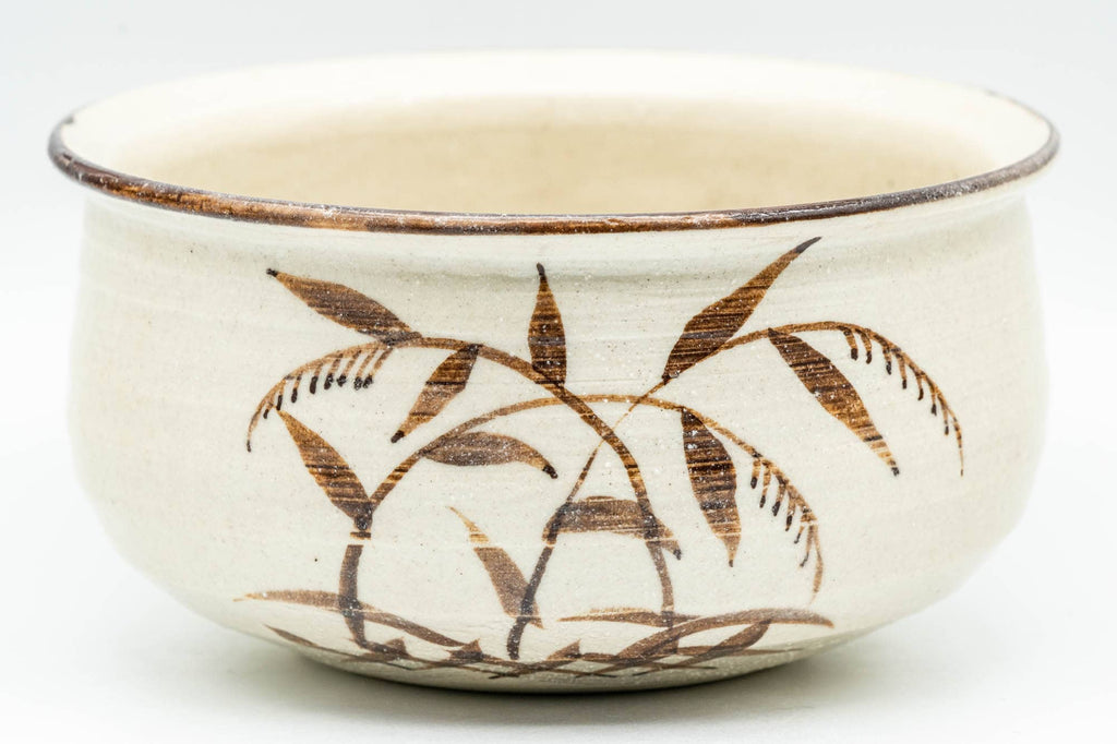 Japanese Kensui - Small Long Grass White Glazed Water Bowl - 300ml