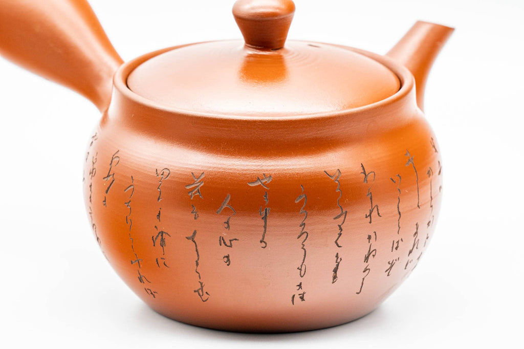 Japanese Kyusu - Calligraphy Engraved Tokoname-yaki Mesh Teapot - 260ml