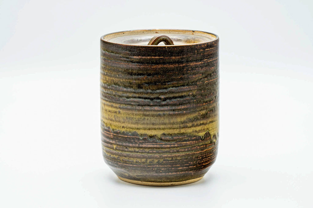 Japanese Mizusashi - Brown Beige Glazed Fresh Water Container - 1100ml