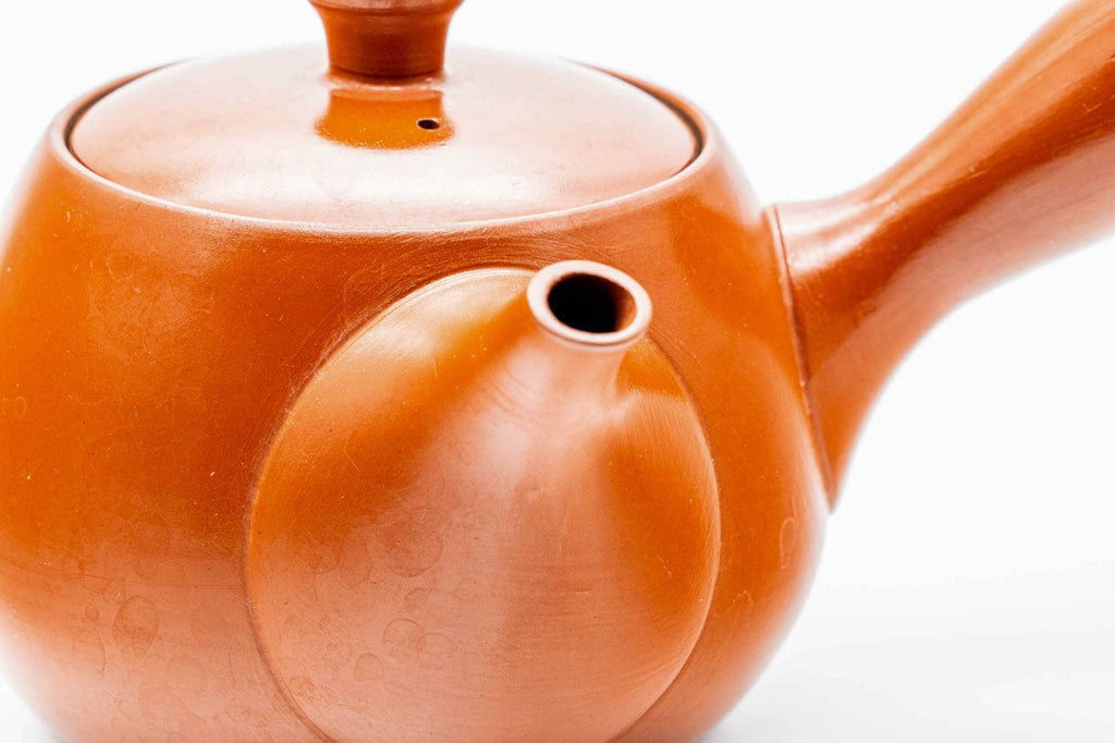 Japanese Kyusu - Red Shudei Tokoname-yaki Mesh Teapot - 250ml