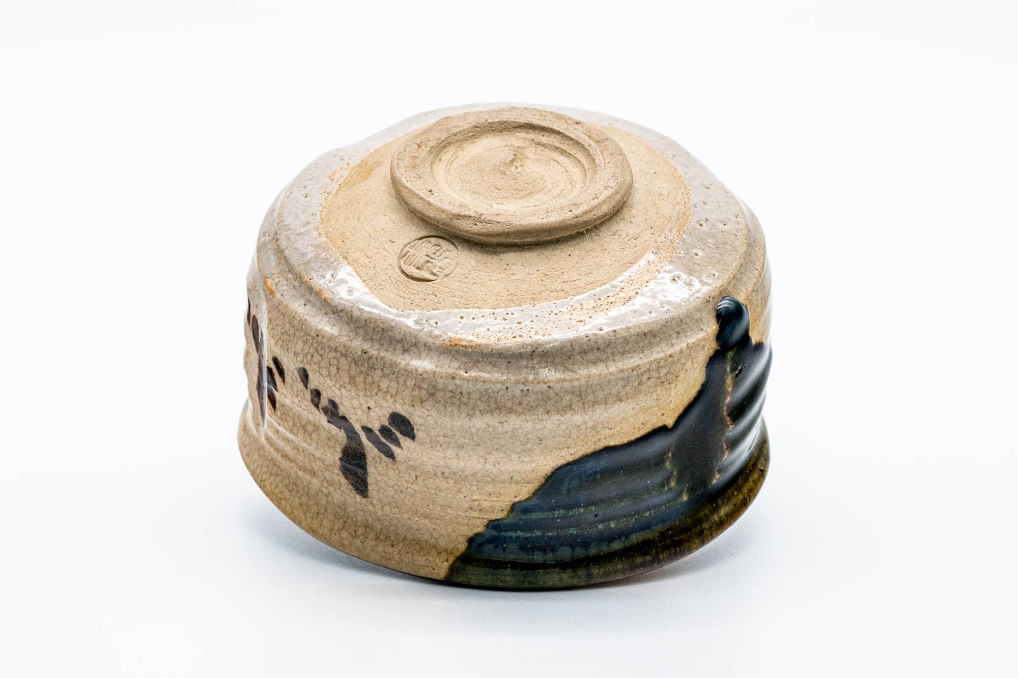 Japanese Matcha Bowl - 野田東山 Noda Touzan - 長曽窯 Nagaso Kiln - Ao-Oribe Chawan - 400ml