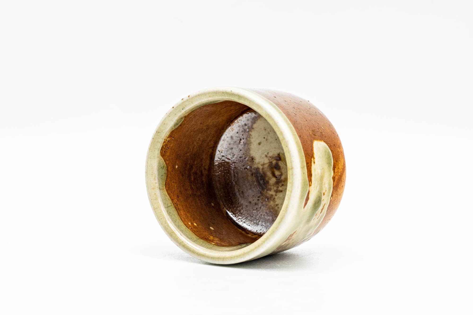 Japanese Teacup - Orange Green Glazed Guinomi - 35ml