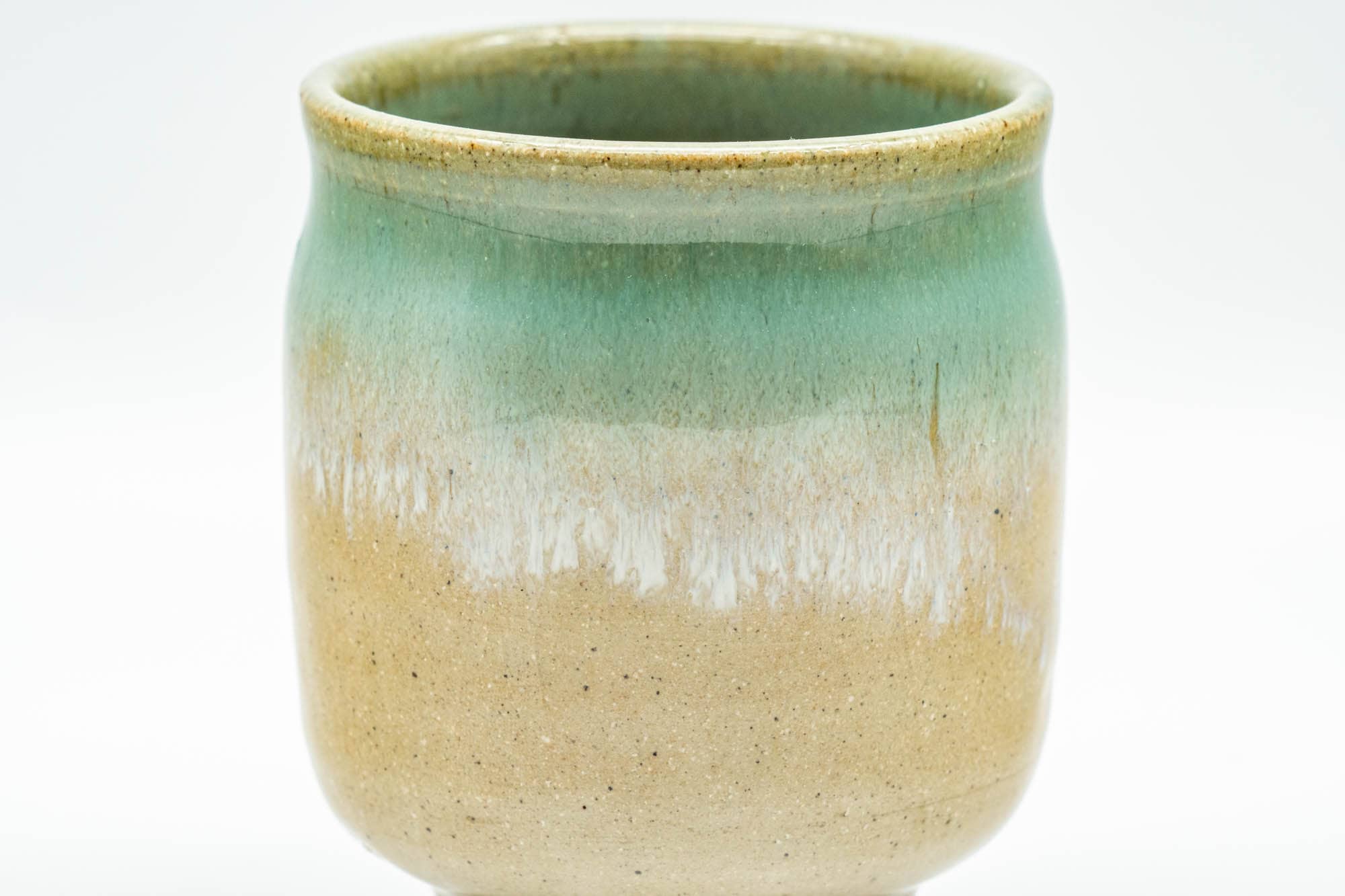 Japanese Teacup - Beige Turquoise and White Drip-Glazed Agano-yaki Yunomi - 125ml