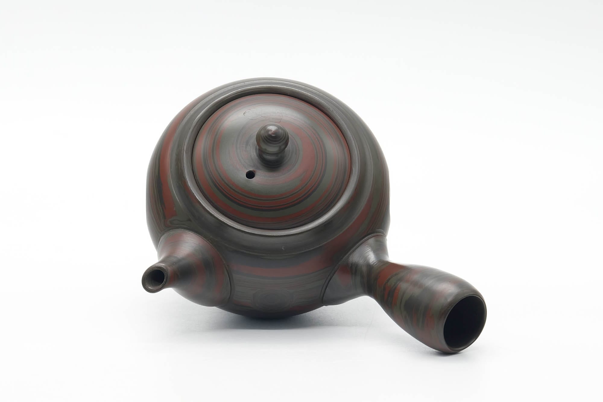 Japanese Kyusu - Green Red Faceted Nerikomi Tokoname Teapot - 295ml
