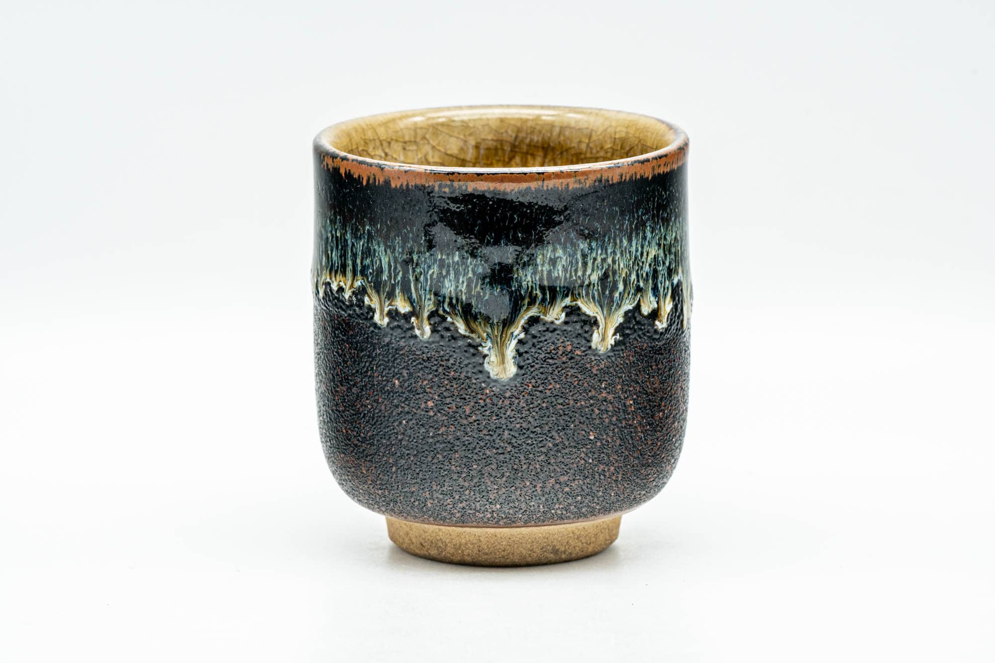 Japanese Teacup - Black Brown Drip-Glazed Yunomi - 150ml
