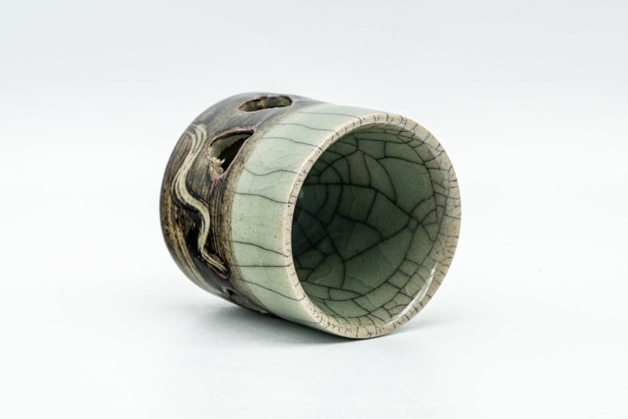 Japanese Teacup - Small Celadon Glazed Obori Soma-yaki Guinomi - 25ml