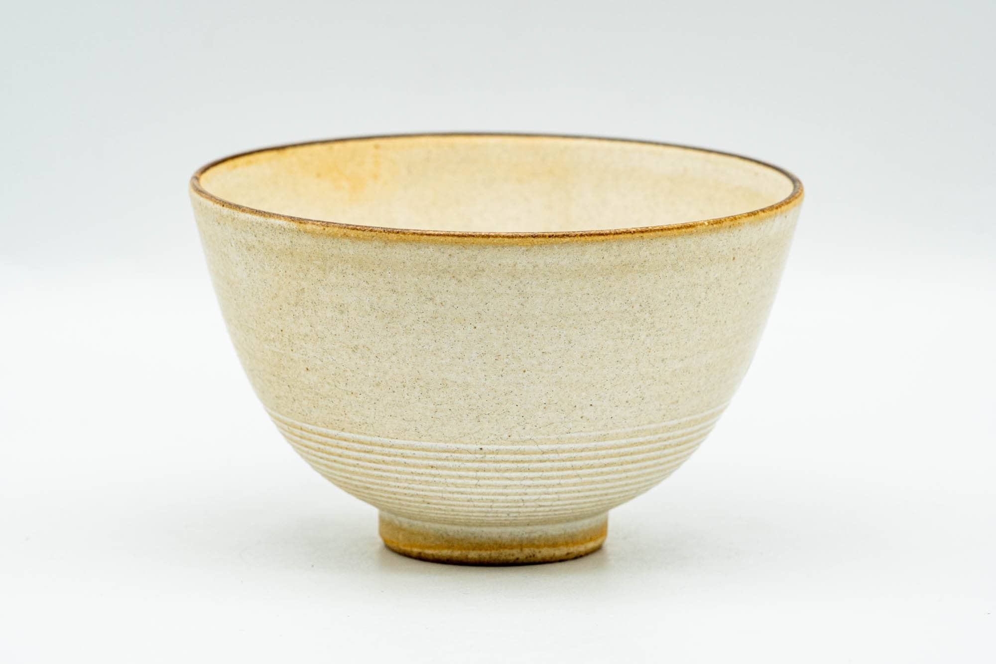 Japanese Teacup - Matte Beige Floral Kiyomizu-yaki Yunomi - 140ml