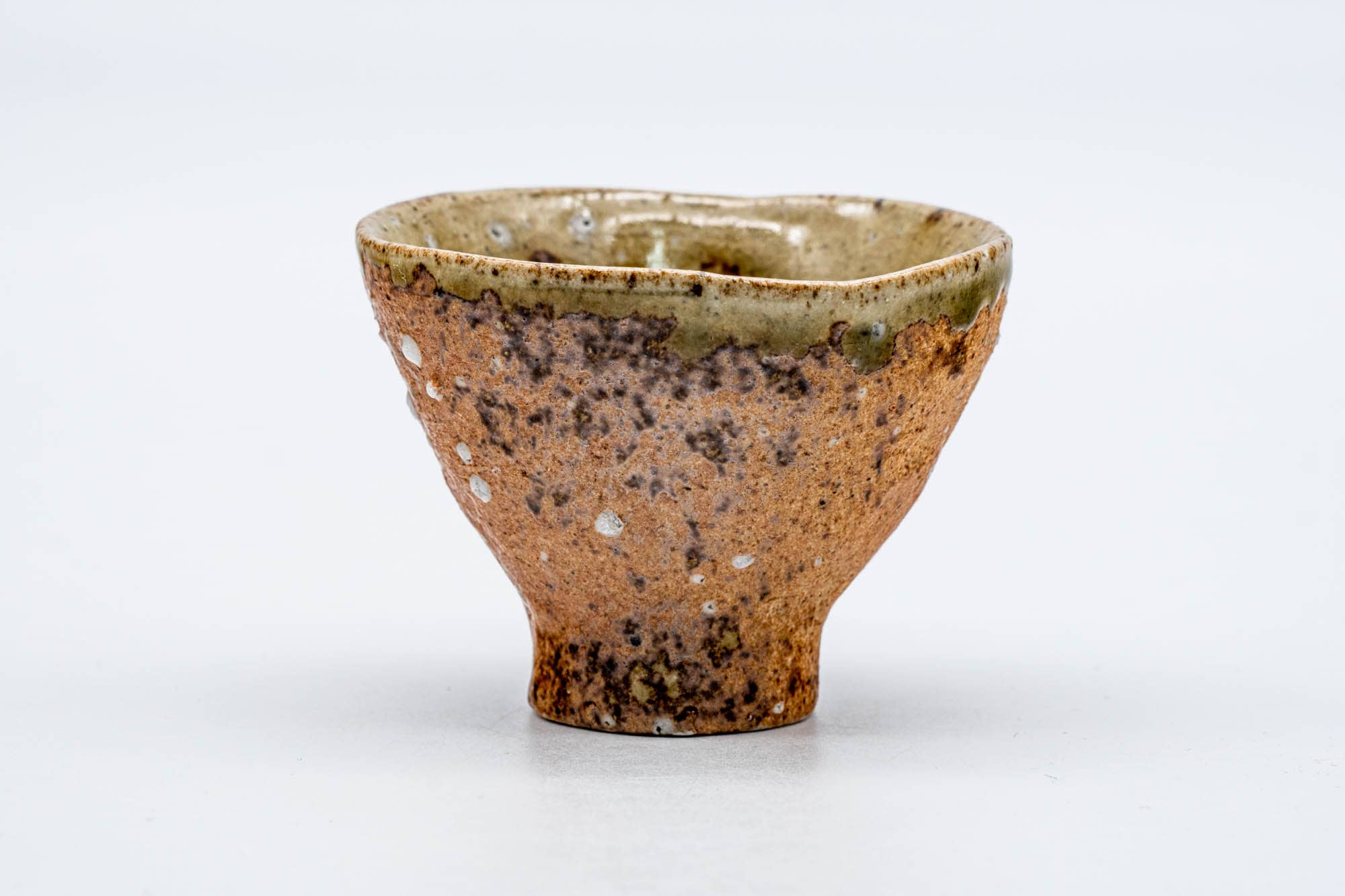 Japanese Teacup - Ash Green Glazed Shigaraki-yaki Guinomi - 40ml