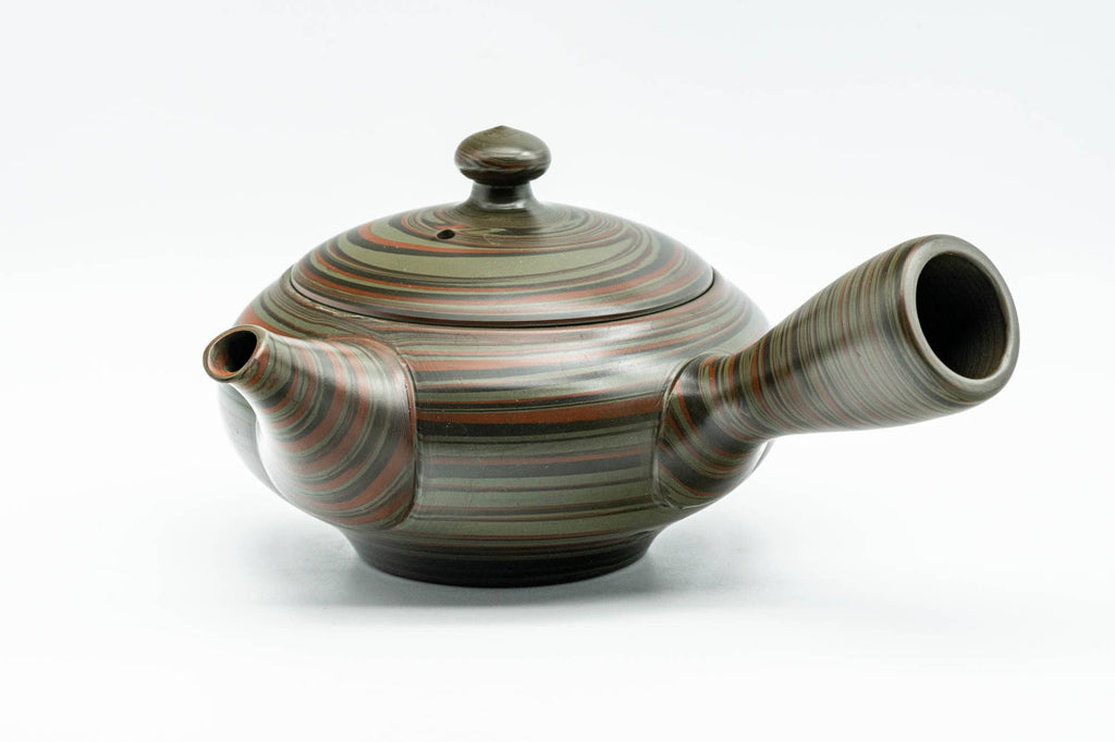 Japanese Kyusu - 雲仙窯 Unzen Kiln - Green Nerikomi Tokoname-yaki Debeso Teapot - 270ml