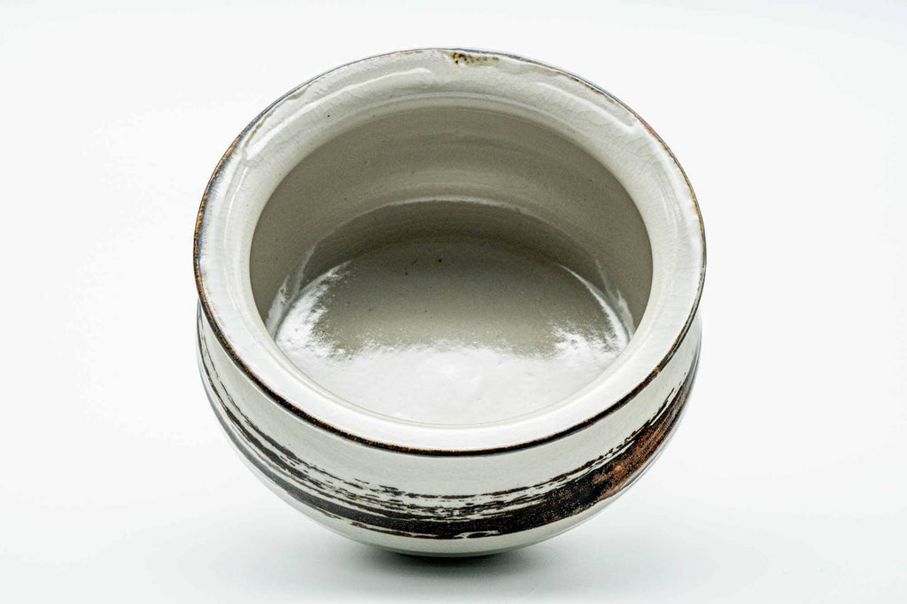 Japanese Kensui - White Brown Hakeme Glazed Water Bowl - 500ml