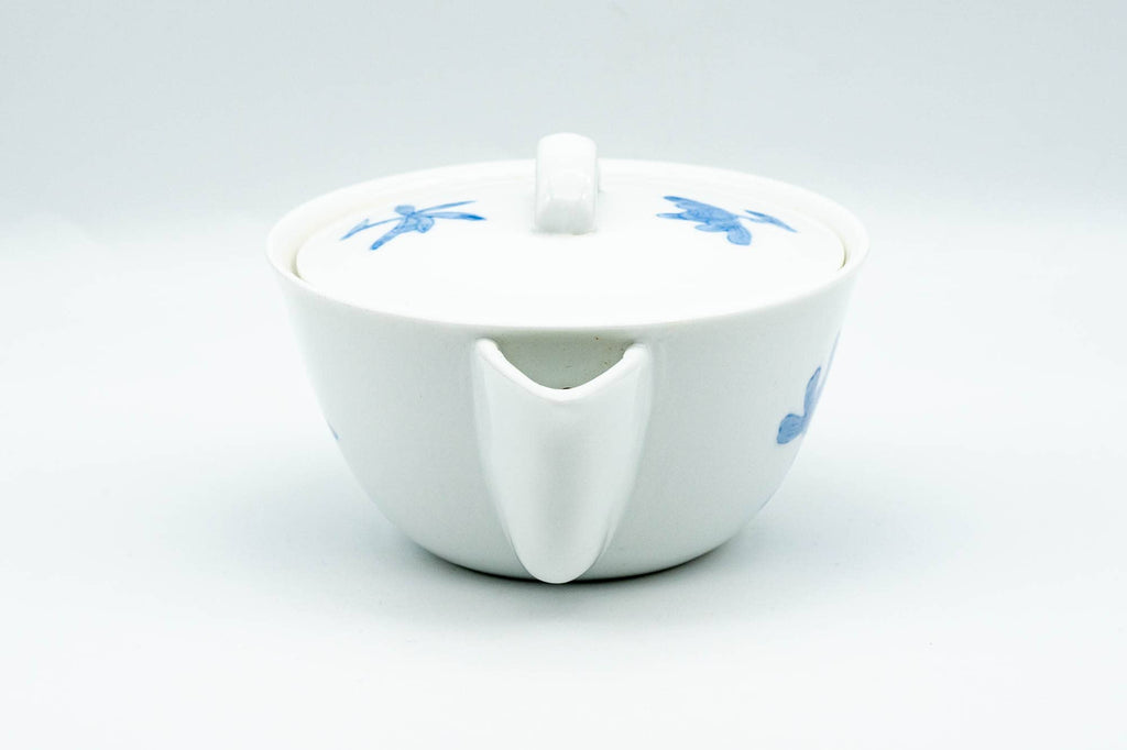 Japanese Houhin - Blue Floral White Porcelain Arita-yaki Do-ake Teapot - 150ml