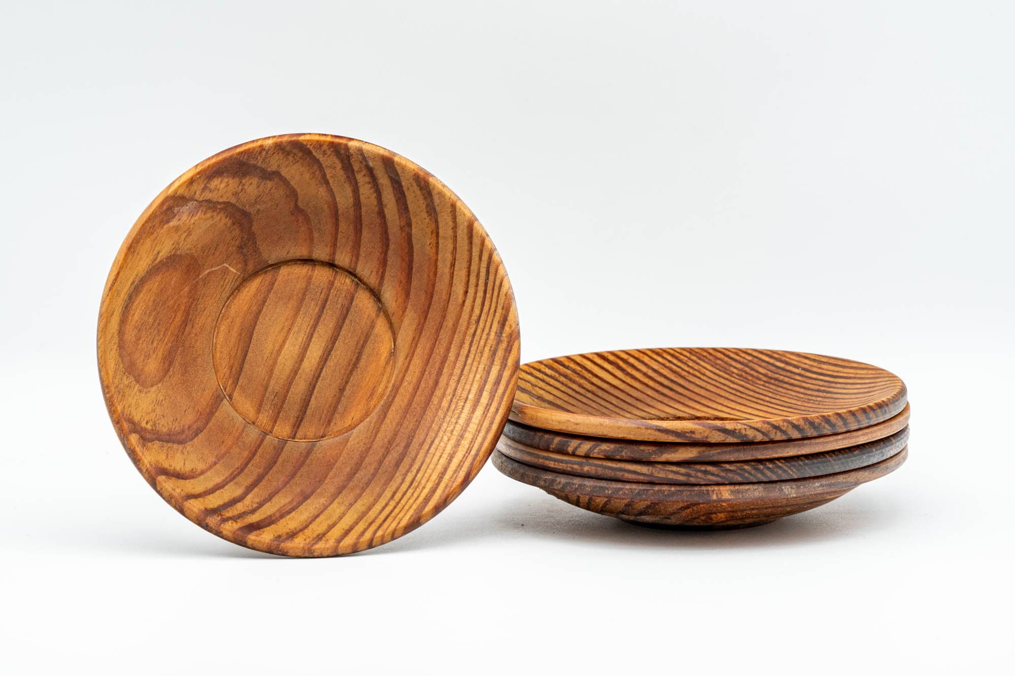 Japanese Chataku - Set of 5 Classic Wooden Tea Saucers