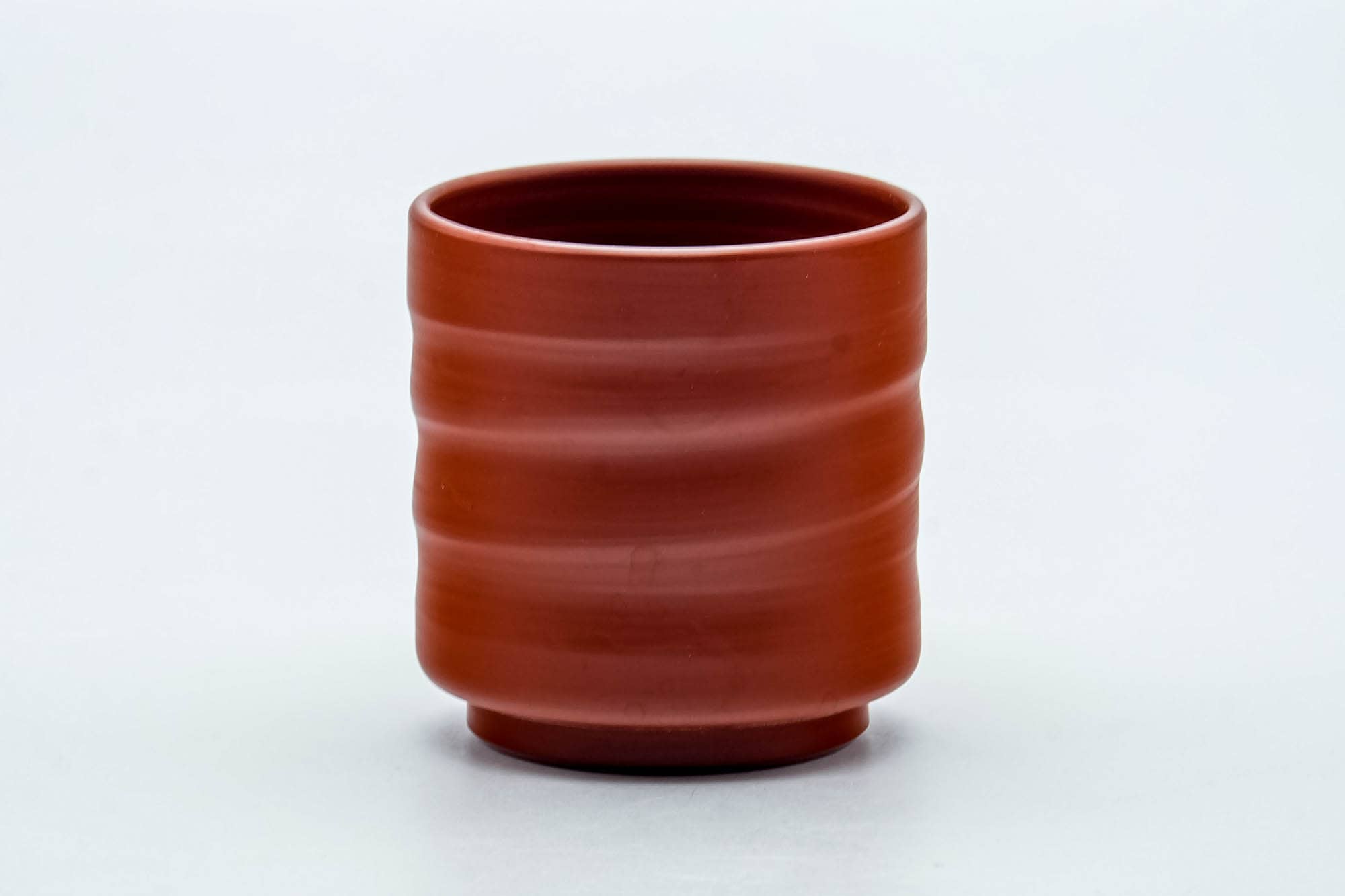 Japanese Teacup - Spiraling Red Shudei Tokoname-yaki Yunomi - 100ml