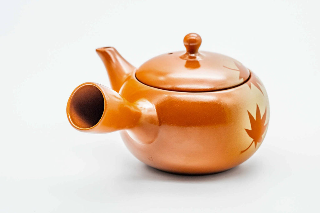Japanese Kyusu - Momiji Leaves Tokoname-yaki Basket Mesh Teapot - 330ml