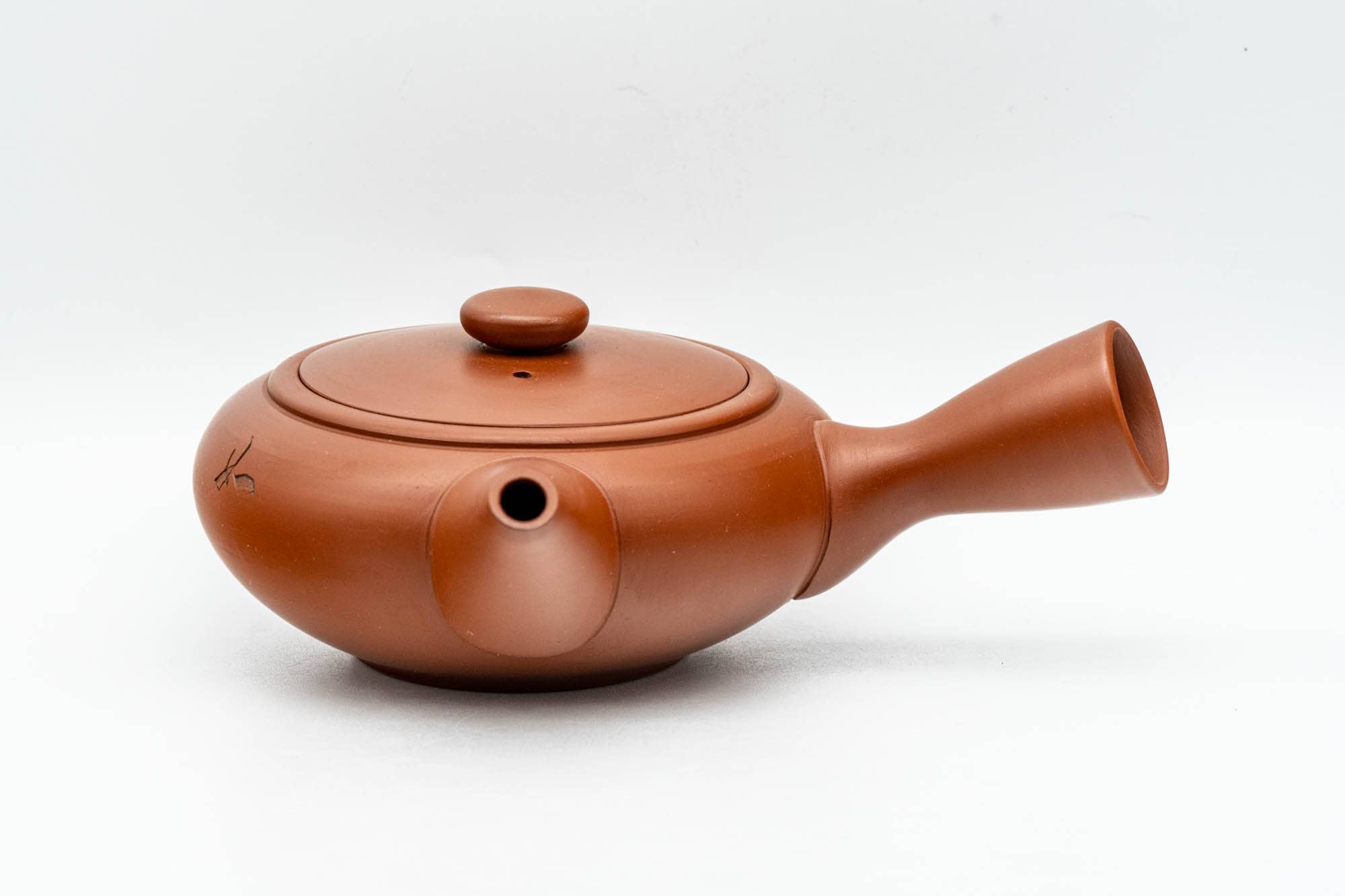 Japanese Kyusu - Calligraphy Engraved Red Shudei Tokoname-yaki Debeso Teapot - 140ml