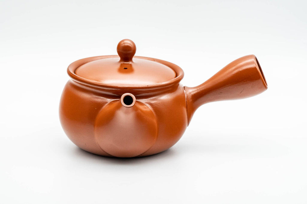 Japanese Kyusu - Engraved Chrysanthemum Tokoname-yaki Teapot with Mesh Strainer - 350ml